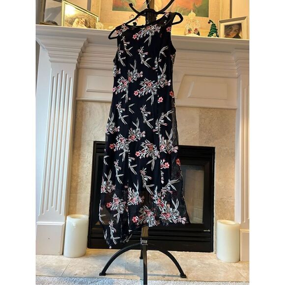 Alfani Floral-Embroidered Fit & Flare Asymmetrical Midi Dress Size 4 Created for - Picture 3 of 6